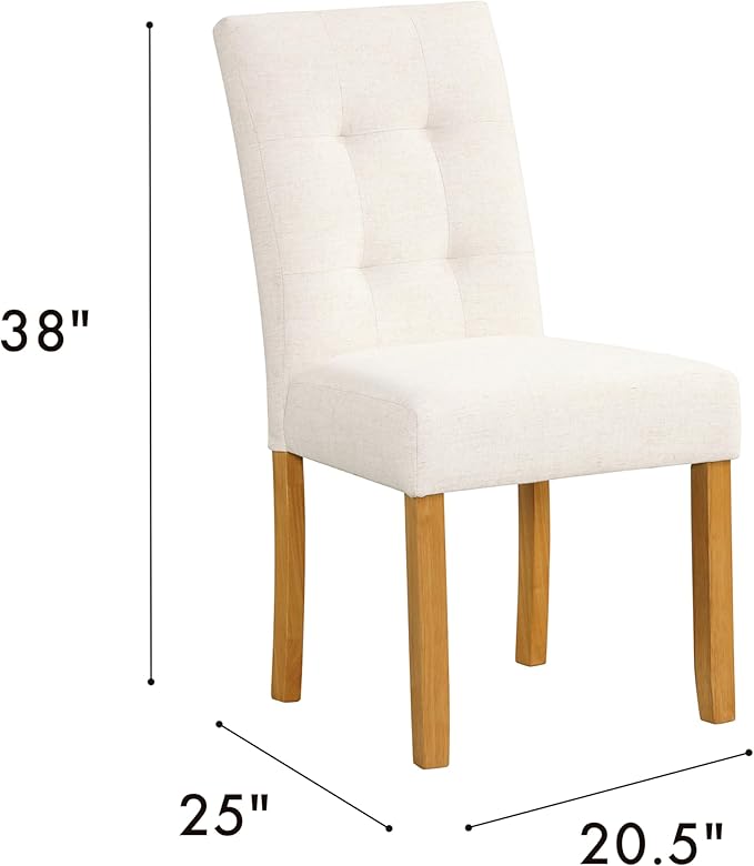 HomePop Classic Parsons Dining Chairs, Pack of 2, Ivory Textured Woven - LeafyLoom