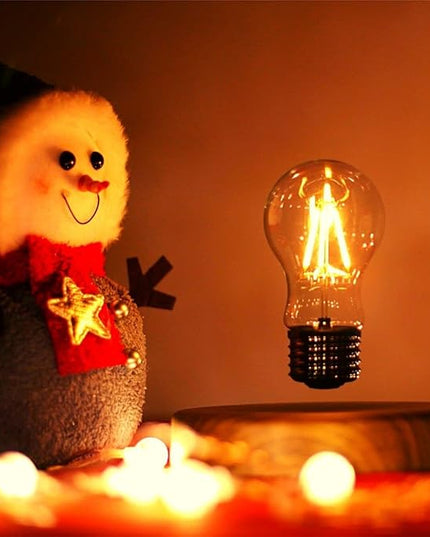 Levitating Bulb Lamp Magnetic Floating Lamp Light Desk Lamp Night Light Table LED for Unique Gifts, Room Decor, Night Light, Home Office Decor Desk Tech Toys (Round-Dark Brown Base) - LeafyLoom