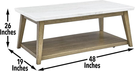 NicBex Coffee Table Wooden Coffee Table with Storage Rectangle Center Tables with Bottom Shelf Dining Table for Living Room, Dining Room, Office, and Bedroom,122" W, Brown+White - LeafyLoom