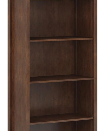 SIMPLIHOME Amherst SOLID WOOD 30 Inch Transitional 5 Shelf Bookcase in Russet Brown, For the Living Room, Study Room and Office - LeafyLoom