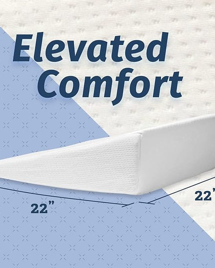 Abco Tech Bed Pillow Wedge for Sleeping - Memory Foam Top - Reduce Neck & Back Pain, Snoring, Acid Reflux, Respiratory Problems - Ideal for Sleeping, Reading, Rest, Elevation - Washable Cover - 7in - LeafyLoom