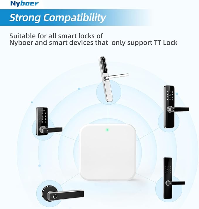 Wi-Fi Gateway Remotely Control Smart Fingerprint Door Lock with TT Lock App, Gateway Smart Hub Compatible with Alexa Voice Control,Electronic Lock Assemblies by Nyboer Nyboer