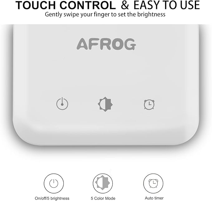 AFROG Multifunctional LED Desk Lamp with USB Charging Port, 5 Lighting Modes,5 Brightness Levels, Sensitive Control, 30/60 min Auto Timer, Eye-Caring Office Lamp，8W，5000K - LeafyLoom
