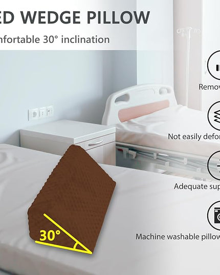 Wedge Pillow for Side Sleeping, Body Positioning Foam Wedge Pillow, Side Wedge Pillow for Sleeping Non-Slip Back Positioning Pillow for Bed Sore Wedge (Brown) - LeafyLoom
