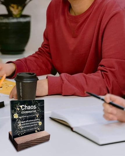 Chaos Coordinator Gifts for Women Office Manager Gifts for Women Desk Accessories for Women Office Funny Chaos Coordinator Desk Sign Cute Desk Accessories Set for Women Office ads2 black - LeafyLoom