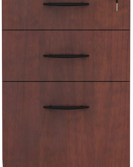 Alera ALEVA572816MC 15.88 in. x 20.5 in. x 28.38 in. Valencia Series 3-Drawer Mobile File Pedestal - Cherry - LeafyLoom