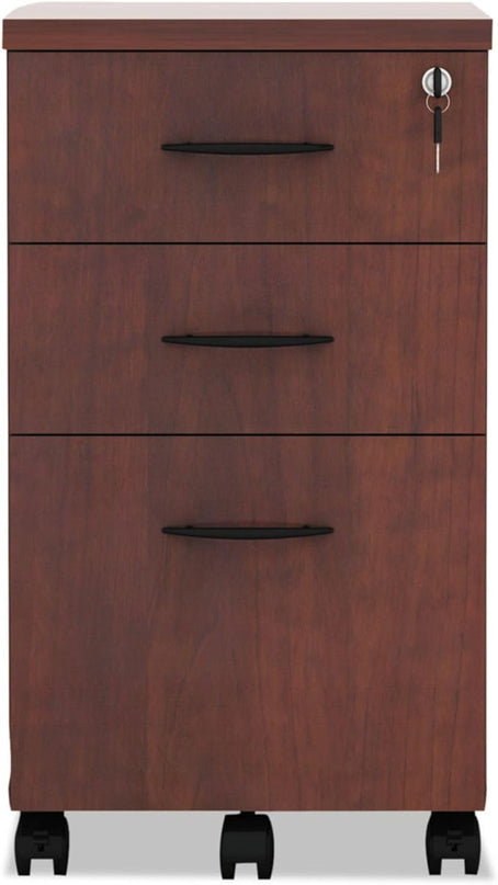 Alera ALEVA572816MC 15.88 in. x 20.5 in. x 28.38 in. Valencia Series 3-Drawer Mobile File Pedestal - Cherry - LeafyLoom