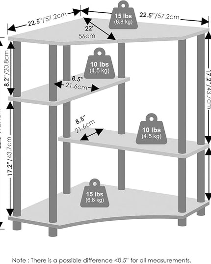 Furinno Turn-N-Tube Multipurpose Corner Shelf, Display Rack, Bookshelf, Espresso/Black - LeafyLoom