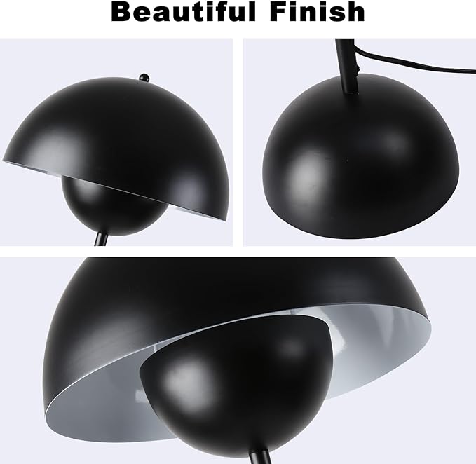 Modern Floor Lamp for Bedroom, 63'' Industrial Corner Floor Lamp for Living Room, Metal Arched Shade Tall Standing Lamp for Office, Reflecting Light Reading Floor Lamp, Black - LeafyLoom