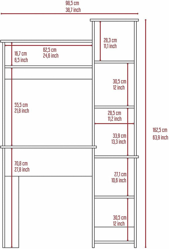 NicBex Laik-DW-00076-DX Desks, 38.7" W x 17.8" D x 63.9" H, White - LeafyLoom