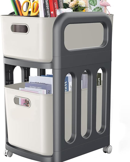 File Cabinet, Easy Assembled Mobile Filing Cabinets with Wheels, 2 Drawer Under Desk Rolling Cart for Home Office Legal/Letter/A4 Size File - LeafyLoom