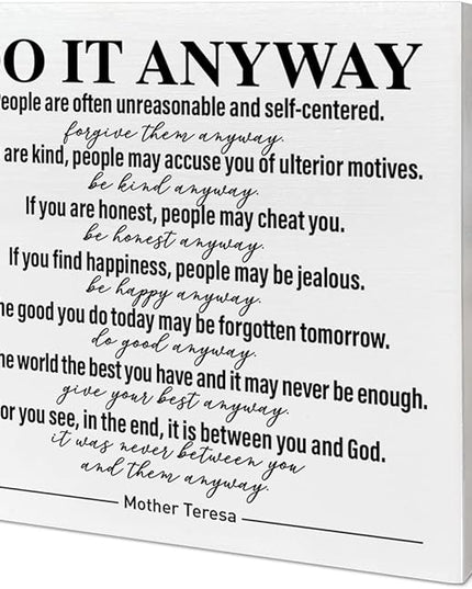 Home Office Desk Wooden Box Sign Decor, Do It Anyway, Inspirational Quotes Desk Decor Motivational Desk Decorations for Women Men Student Therapist Office Classroom School Counselor - LeafyLoom