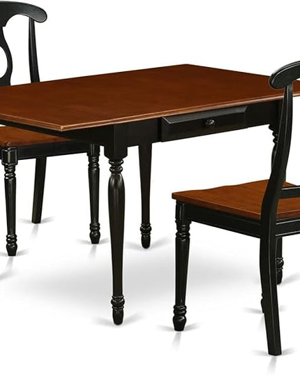 East West Furniture MZKE3-BCH-W Monza 3 Piece Modern Set Contains a Rectangle Wooden Table with Dropleaf and 2 Dining Chairs, 36x54 Inch - LeafyLoom