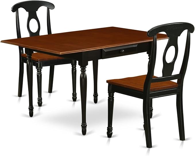 East West Furniture MZKE3-BCH-W Monza 3 Piece Modern Set Contains a Rectangle Wooden Table with Dropleaf and 2 Dining Chairs, 36x54 Inch - LeafyLoom