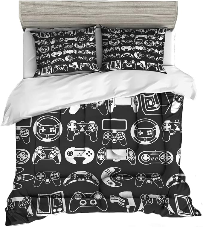 Sunnycitron Gamer Comforter Set for Boys Gaming Bed Comforter Sets Gamer Bedding Sets Boys Gaming Comforter Sets Full Size Bed Set Teen Boy Room Decor,1 Comforter 2 Pillowcases - LeafyLoom