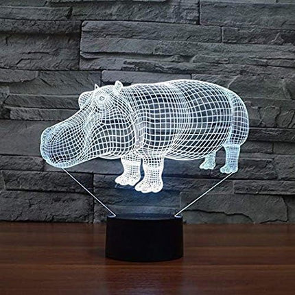 3D Hippo Night Light LED USB 7 Color Change LED Table Lamp Xmas Toy Gift - LeafyLoom