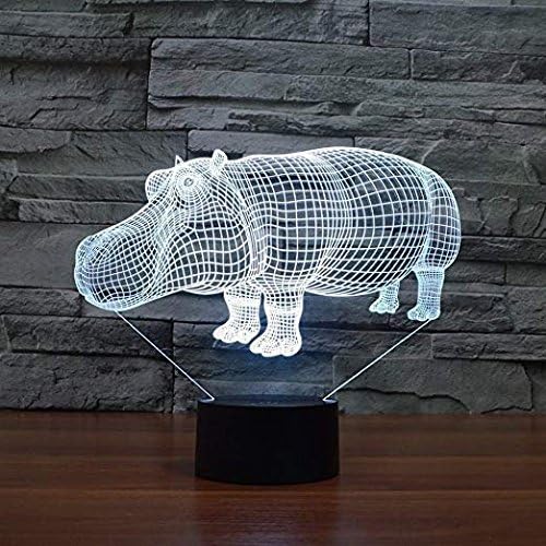 3D Hippo Night Light LED USB 7 Color Change LED Table Lamp Xmas Toy Gift - LeafyLoom