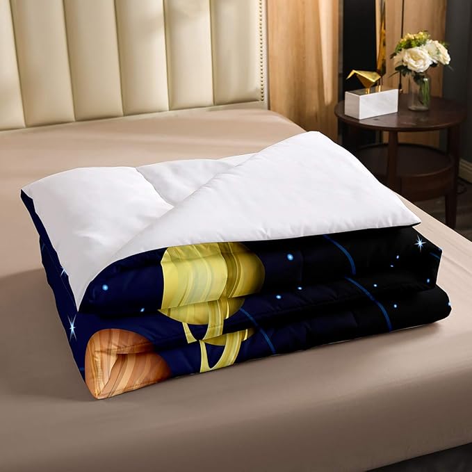 Erosebridal Solar System Comforter Set Twin Outer Space Bedding Set for Kids Boys Teens Universe Planets Down Comforter Galaxy Nebula Starry Sky Cosmos Quilted Duvet, Blue Purple - LeafyLoom