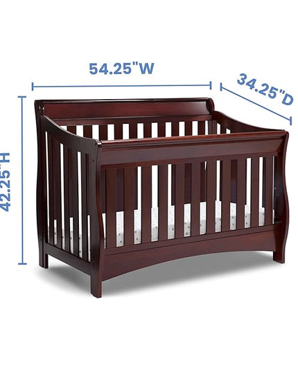 Delta Children Bentley S Series 4-in-1 Convertible Baby Crib, Black Cherry Espresso - LeafyLoom
