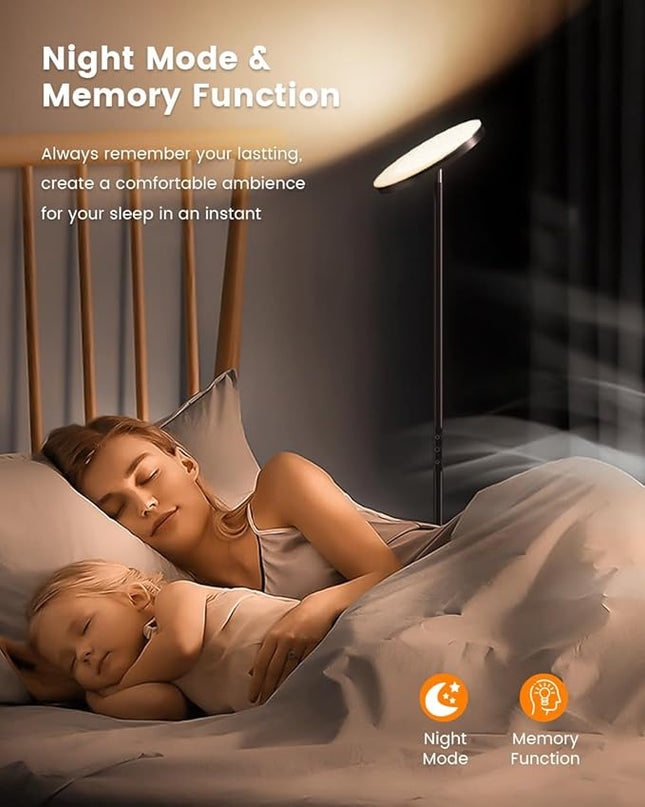 36W Bright Torchiere Floor Lamps,3500LM Stepless Dimmable Tall Floor Lamp with Remote & Touch Control,Modern Standing Light for Bedroom,Office,Living Room - LeafyLoom