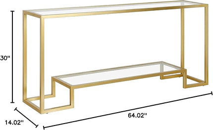 Henn&Hart 64" Wide Rectangular Console Table in Gold, Entryway Table, Accent Table for Living Room, Hallway - LeafyLoom