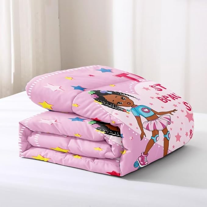 Black Ballerina Comforter Full Sets for Girls Toddle,Black Girl Magic Comforter Set for Teens Kids,African American Afro Girl Inspirational Bedding Sets - LeafyLoom