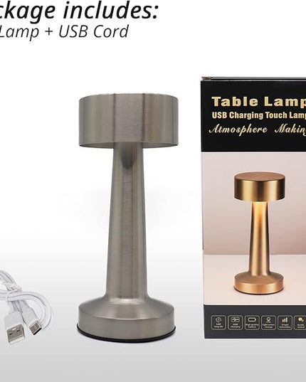 Cordless LED Touch Lamp, Dimmable Gold Yellow White 3 Colors, Rechargeable Portable Night Light for Kids Nursery Bedroom NightStand Bedside Lamp (Silver) - LeafyLoom