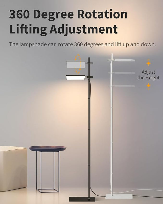 Modern Floor Lamp, 360 Degree Rotation Sky LED floor lamp Office Lighting, Bright LED Standing Pole Light, Tall lamps for Living Room,Bedroom,Reading,Study Room (White) - LeafyLoom