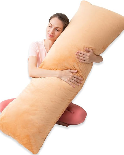 Body Pillows for Adults, Long Pillow for Bed, Firm Large Body Pillow with Velvet Cover for Side Sleeper, 20x54 Inches (Brown) - LeafyLoom
