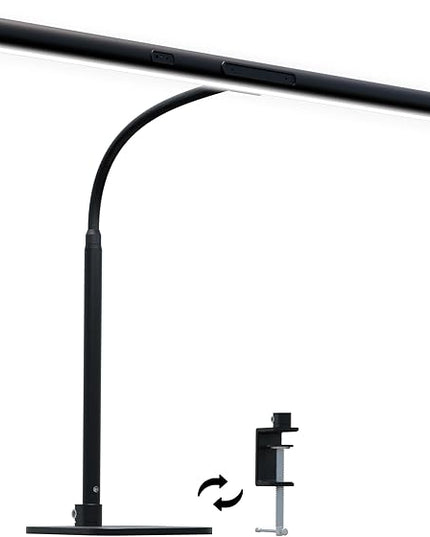 Neatfi LED Desk Lamp with Clamp and Base, Motion Sensor, Touch Control, 1100 Lumens, 5 Brightness Levels, 5 Light Modes, Steplessly Adjustable, 60-min Timer, Ideal for Home, Study, Reading (Black) - LeafyLoom