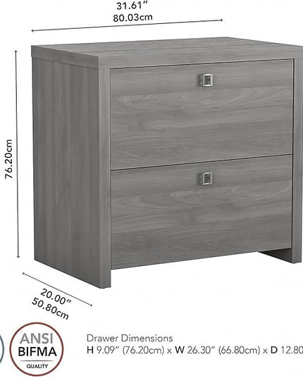 Office by kathy ireland Echo 2-Drawer Lateral File Cabinet, Letter/Legal, Modern Gray, 32-inch (KI60402-03) - LeafyLoom