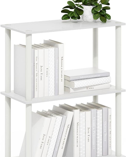 Furinno Turn-N-Tube 3-Tier Compact Multipurpose Shelf Display Rack, White/White - LeafyLoom