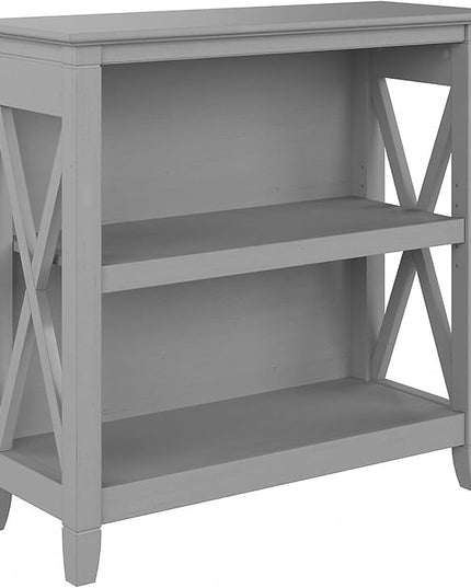 Bush Furniture Key West Small 2 Shelf Bookcase in Cape Cod Gray - LeafyLoom