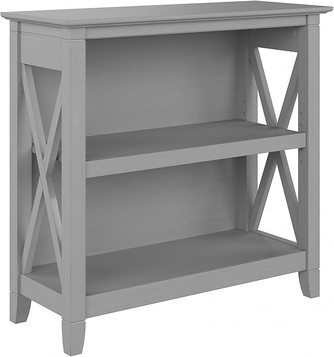 Bush Furniture Key West Small 2 Shelf Bookcase in Cape Cod Gray - LeafyLoom