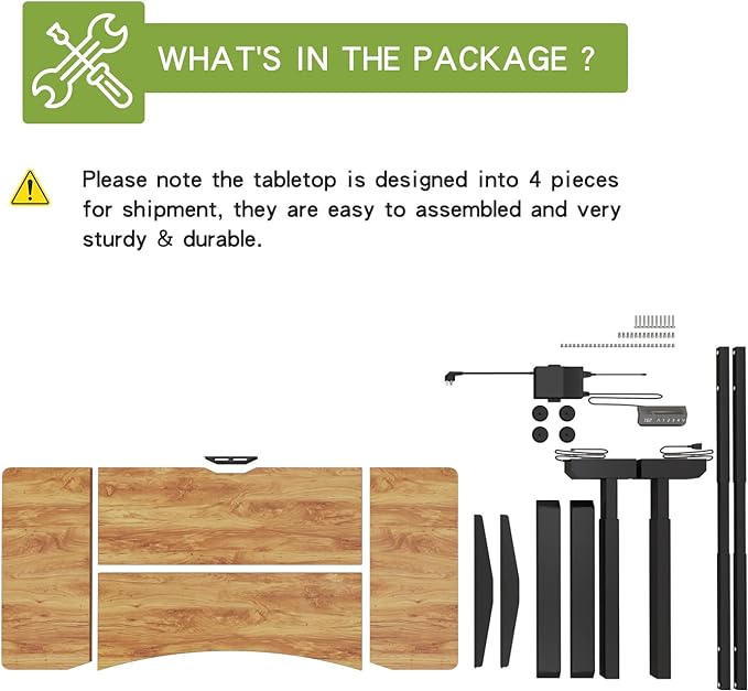 Radlove Dual Motors Height Adjustable 63 x 30 Electric Standing Desk with Curved Design Stand Up Table 4 Memory Keys, Computer Desk with Splice Board Home Office Desk, Light Brown Top + Black Frame - LeafyLoom