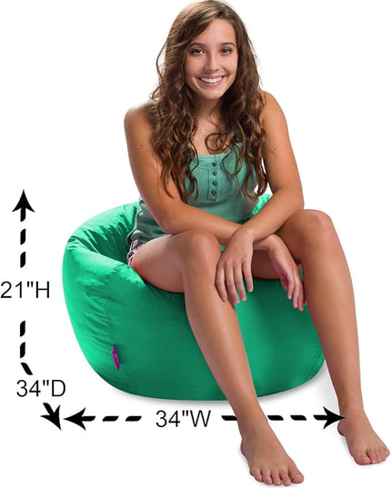 Posh Creations Structured Comfy Bean Bag Chair for Gaming, Reading, and Watching TV, 100in Round Classic Bean Bag, Microsuede - Tide Pool - LeafyLoom