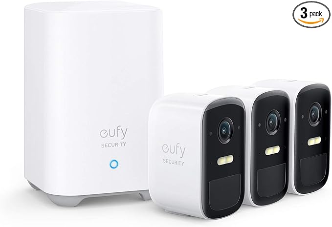 eufy Security, eufyCam 2C 3-Cam Kit, Security Camera Wireless Outdoor, Home Security System, HomeKit Compatibility, 1080p HD, IP67, Night Vision, Motion Only Alert, No Monthly Fee eufySecurity