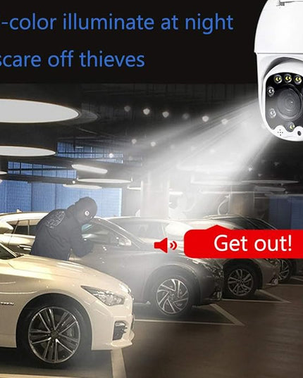 Outdoor PTZ WiFi IP Security Camera 1080P Home Surveillance Camera Pan/Tilt Two-Way Audio Motion Detection Color Night Vision Auto Tracking CamHiPro APP AT-200DW Alptop