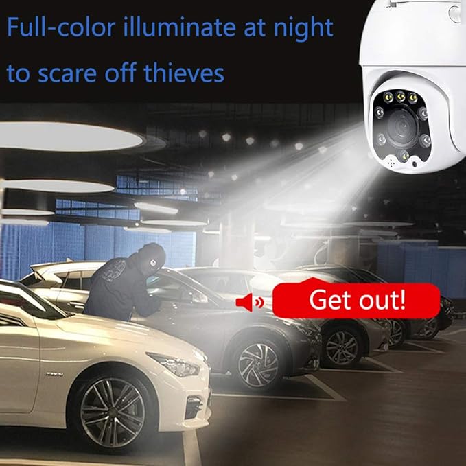 Outdoor PTZ WiFi IP Security Camera 1080P Home Surveillance Camera Pan/Tilt Two-Way Audio Motion Detection Color Night Vision Auto Tracking CamHiPro APP AT-200DW Alptop