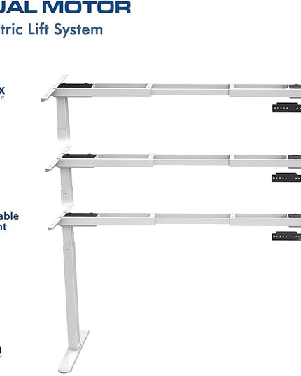 AIMEZO Standing Desk Frame, Dual Motor Electric Height Adjustable Sit Stand Desk Frame with 4 Memory Preset Button, USB Charging Port for Home Office (2 Tier Legs, White) - LeafyLoom