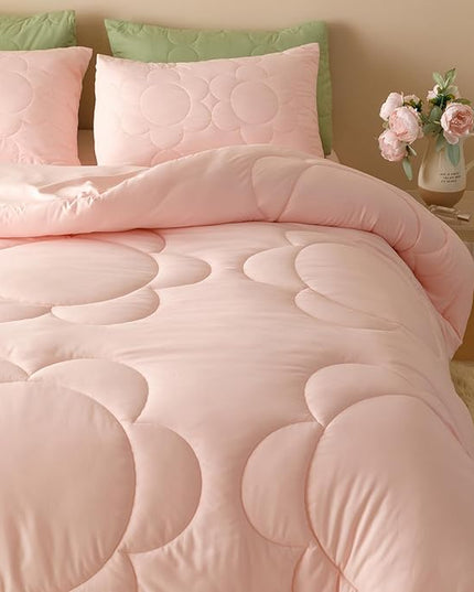 Pink Flower Comforter King Pink Sunflower Print Bed King Comforter Set 3 Pieces Dark Pink Floral Comforter Set for Women Girls Bedroom Decor All Season Hotel Quality Comforter Set - LeafyLoom