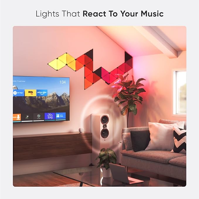 Nanoleaf Shapes WiFi and Thread Smart RGBW 16M+ Color LED Dimmable Gaming and Home Decor Wall Lights Smarter Kits (Black Triangles Smarter Kit (9 Pack) NANOLEAF