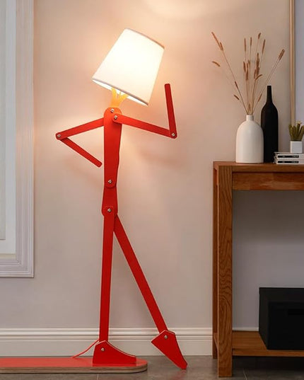 Cool Tall Floor Lamp for Bedroom & Living Room - Unique Corner Decorative Reading Standing Light Wood Creative Swing Arm Design Gift for Kids/Boys/Girls, Home, Farmhouse - Bulb Included - LeafyLoom