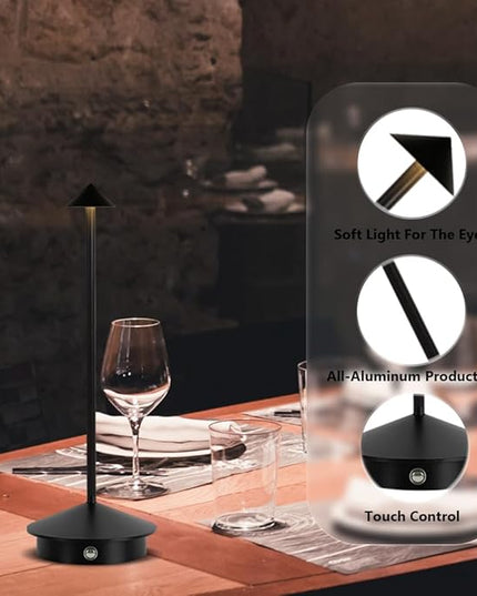 Portable LED Table Lamp with Touch Sensor, 3-Levels Brightness Metal Desk Lamp, 3 Color Touch Control Rechargeable Lamp, Night Light, Bedside Lamp,Dining Room Lamp (Black) - LeafyLoom