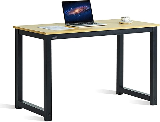 Computer Desk 47" PC Laptop Study Table Office Desk Workstation for Home Office,with Leg Bars,Modern Industrial Style,Oak Board Black Leg - LeafyLoom