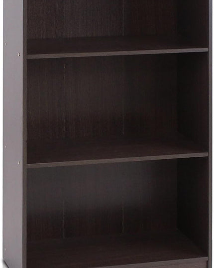 Furinno Basic 3-Tier Bookcase Storage Shelves, Dark Brown - LeafyLoom