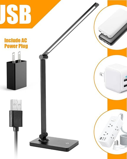Desk Lamp LED Desk Lamps Eye-Caring Desk Lamps Dimmable Table Lamps Dimmable Office Lamp with USB Port Touch Control for Home Office Bedroom student dormitory (USB plug-in Desk Lamp) - LeafyLoom