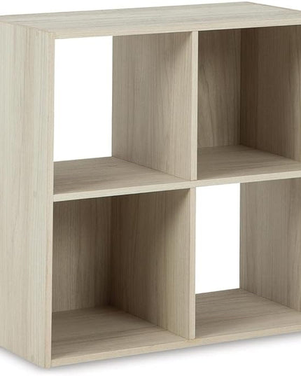 Signature Design by Ashley Socalle Modern 4 Cube Storage Organizer or Bookcase, Whitewash - LeafyLoom