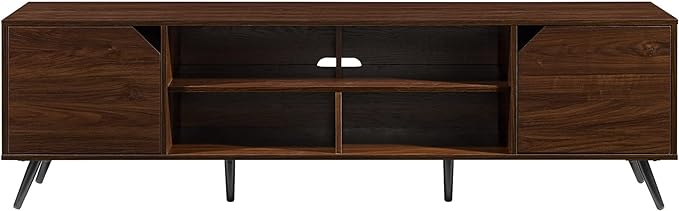 Walker Edison Nora Modern Minimal Open-Shelf Stand for TVs up to 80 Inches, 70 Inch, Dark Walnut - LeafyLoom