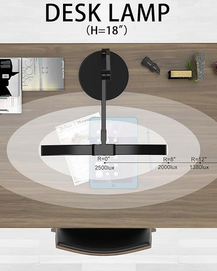 Led Desk Lamp for Home Office, Architect Curved Desk Lamp with Base Bright 1000LM Adjustable Desk Light Dimmable Touch Tall Table Light with 3 Rotatable Joints for Computer Workbench - LeafyLoom